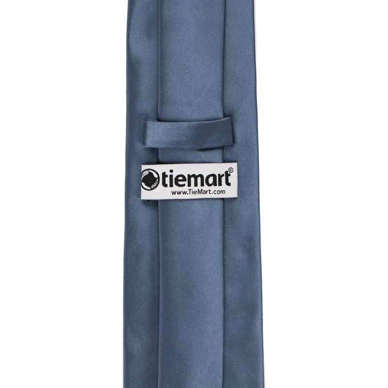 tiemart Premium Solid Color Necktie (Dusty Blue) - Image 5